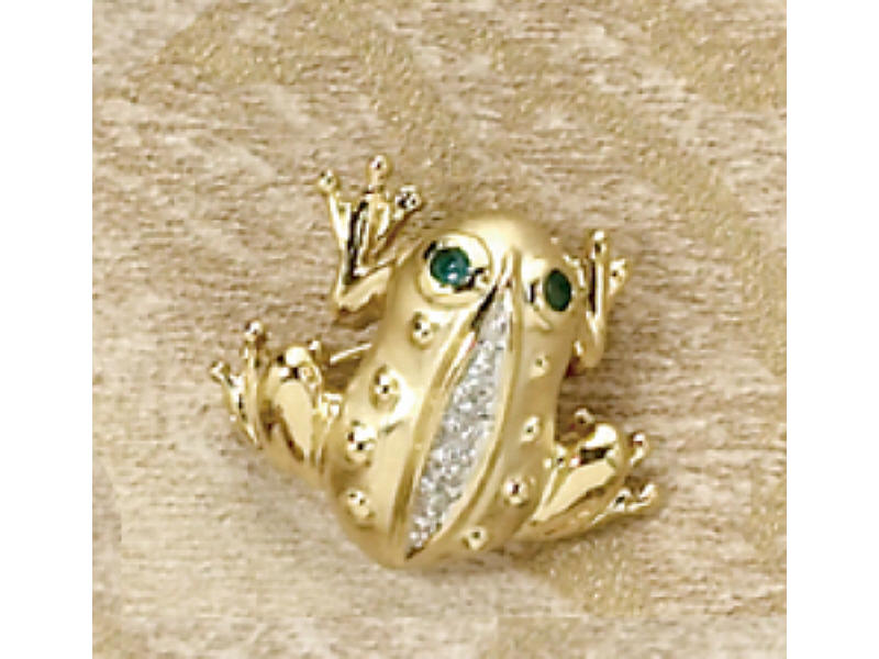 Appraisal: FROG BROOCH k yellow gold frog set with three melee