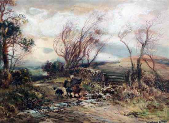 Appraisal: William Manners - two watercolours Figures in a windy landscape