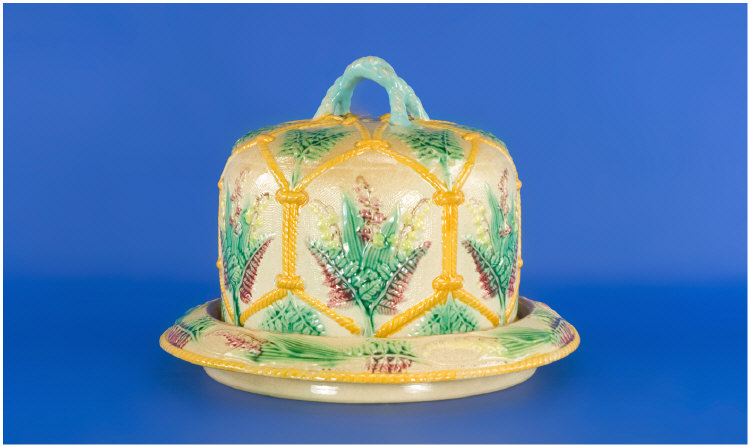 Appraisal: Late th Century Large Majolica Cheese Dome moulded with rope