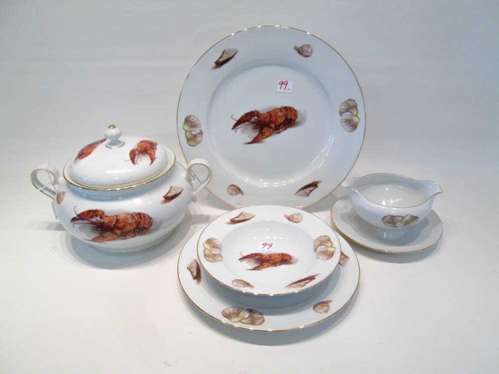 Appraisal: J K W BAVARIAN CHINA SET Lobster and Shellfish pattern