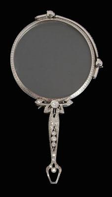 Appraisal: Platinum diamond lorgnette openwork handle set with two round brilliant-cut