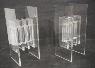 Appraisal: Pr VERANO Lucite Table Bases Lucite slabs with c Pr