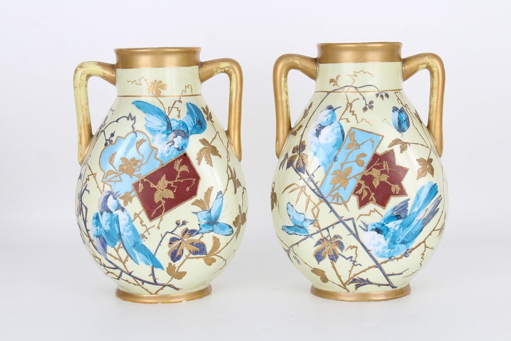 Appraisal: Pair Antique French Aesthetic Period Vases Pair Antique French Aesthetic