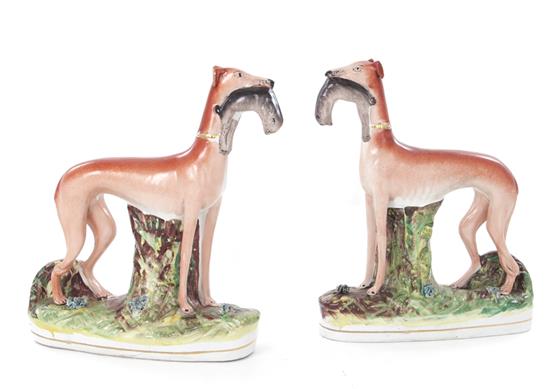 Appraisal: Pair Staffordshire greyhounds th century H L D pcs Provenance