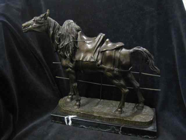 Appraisal: Bronze Sculpture of a Horse with equipment saddle marble base