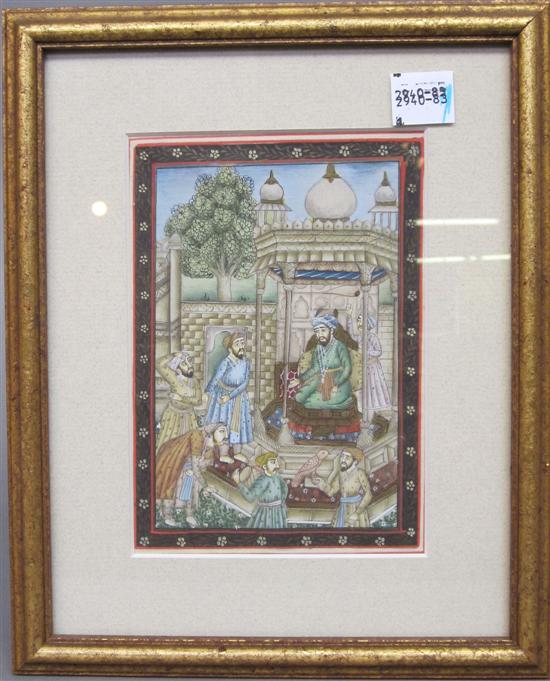 Appraisal: PERSIAN MINIATURE Ruler in a pavilion receiving courtiers x