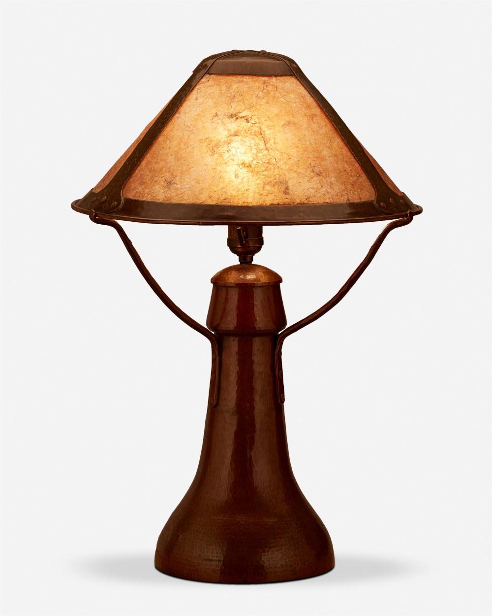 Appraisal: A Dirk van Erp hammered copper table lamp Circa -