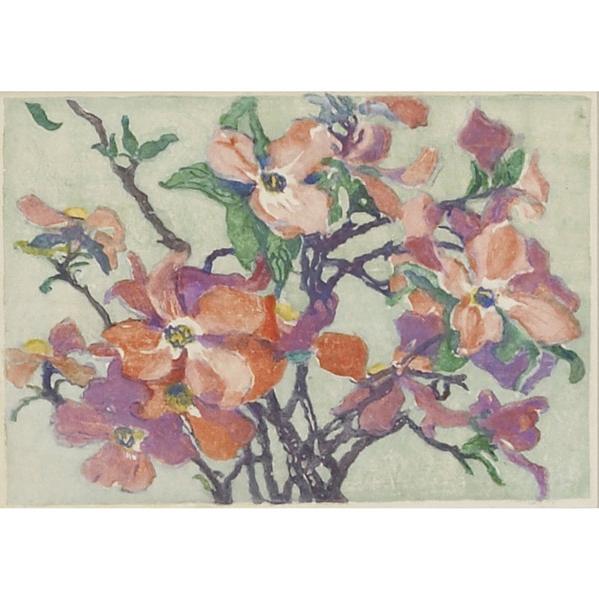 Appraisal: MARGARET J PATTERSON Color woodblock print Pink Dogwood Matted and