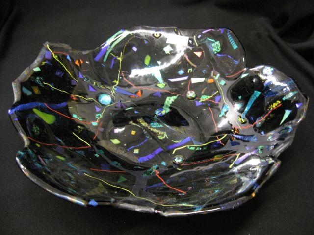 Appraisal: Studio Art Glass Bowl confetti style diameter signed