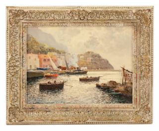 Appraisal: Guido Odierna View of Capri Signed Oil on Canvas Guido