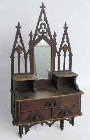 Appraisal: th c Victorian walnut medicine cabinet with carved pulls ''