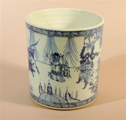 Appraisal: Chinese blue and white porcelain brush pot early th century