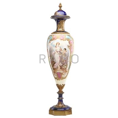 Appraisal: SEVRES STYLE PORCELAIN COVERED URN Condition Report