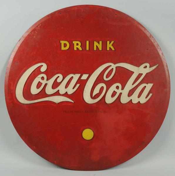 Appraisal: Coca-Cola s Masonite Sign with Raised Letters Has a beveled