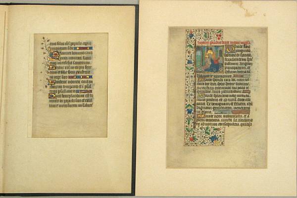 Appraisal: ILLUMINATED MANUSCRIPT LEAVES TH CENTURY A grouping of illuminated manuscript