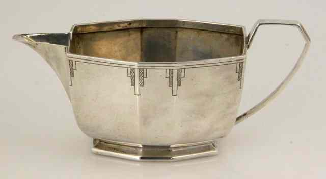 Appraisal: An Art Deco silver mint sauce boat EV Sheffield the