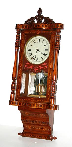 Appraisal: A Victorian inlaid walnut cased regulator clock late th early