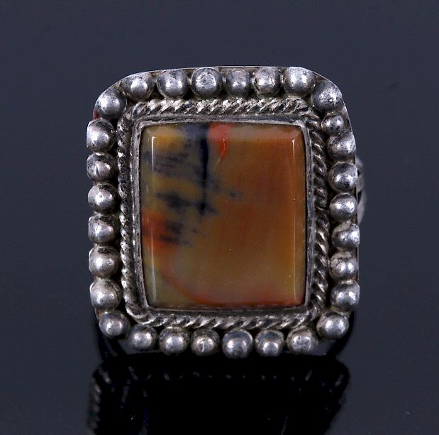 Appraisal: Navajo Fred Harvey Era Jasper Silver Ring For your consideration