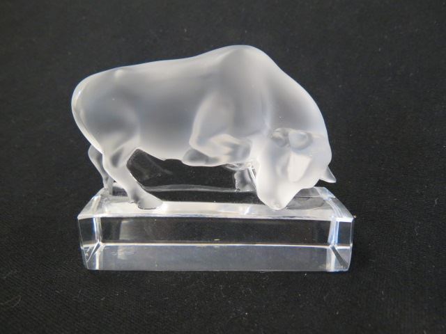 Appraisal: Lalique French Crystal Figurine of a Bull long signed excellent