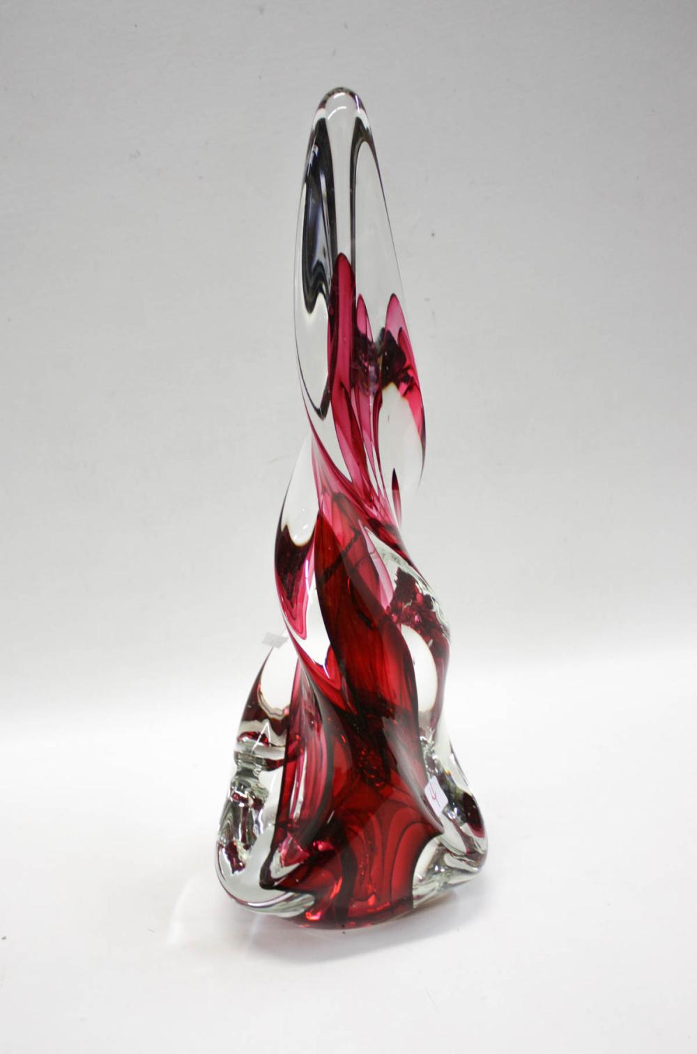 Appraisal: ROLLIN KARG ART GLASS SCULPTURE signed and dated Height inches