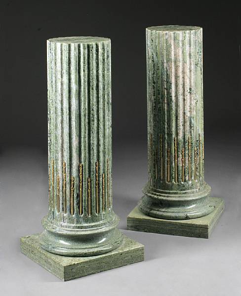 Appraisal: A pair of Neoclassical style gilt bronze mounted marble pedestals