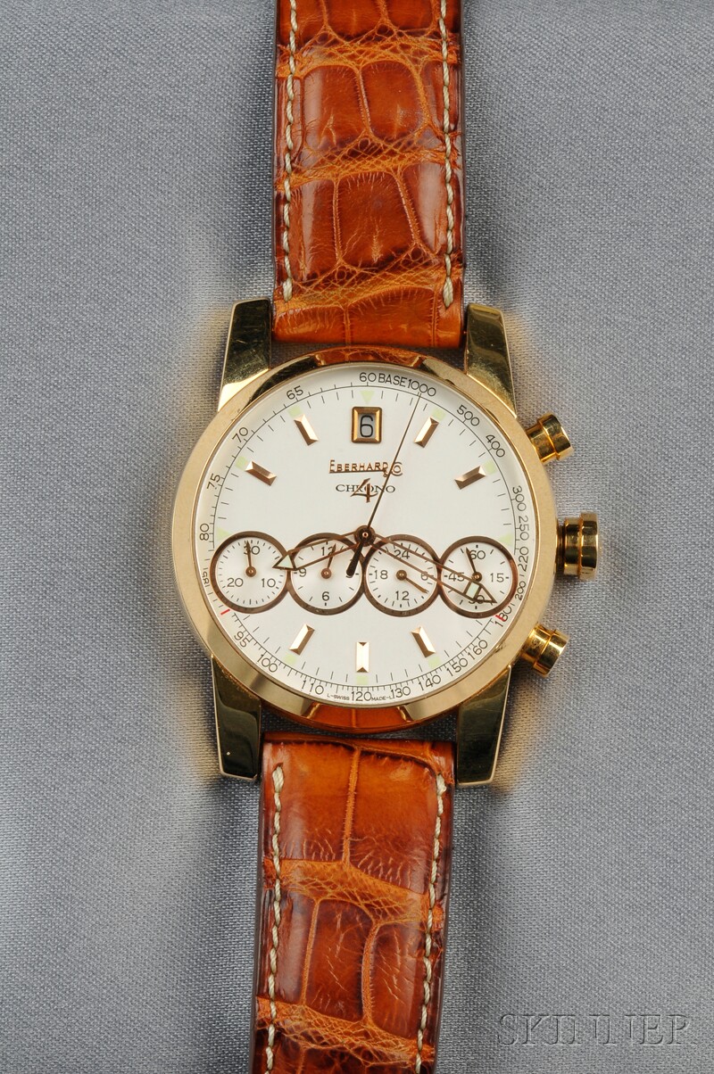 Appraisal: kt Rose Gold Chrono Wristwatch Eberhard Co the white dial