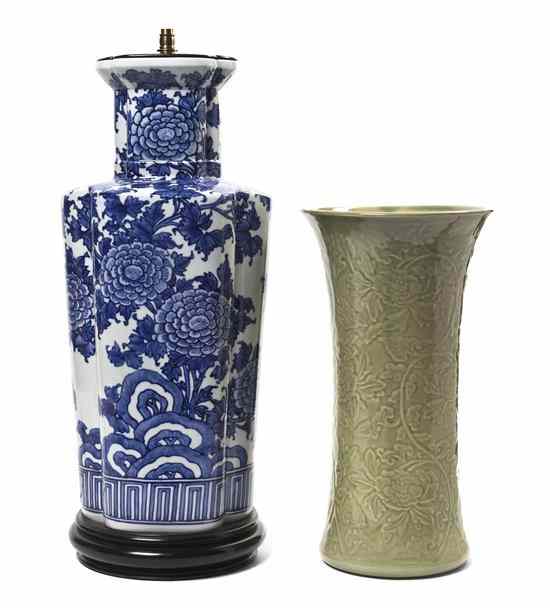 Appraisal: A Chinese Porcelain Vase of lobed bottle form having blue