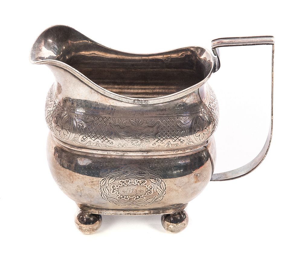 Appraisal: - J A Simmons Coin Silver Creamer - J A