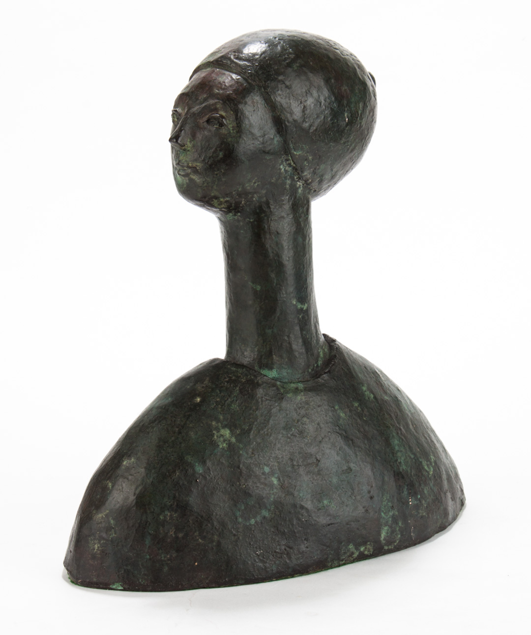 Appraisal: Contemporary abstract bronze bust of a woman stylized patinaed bronze