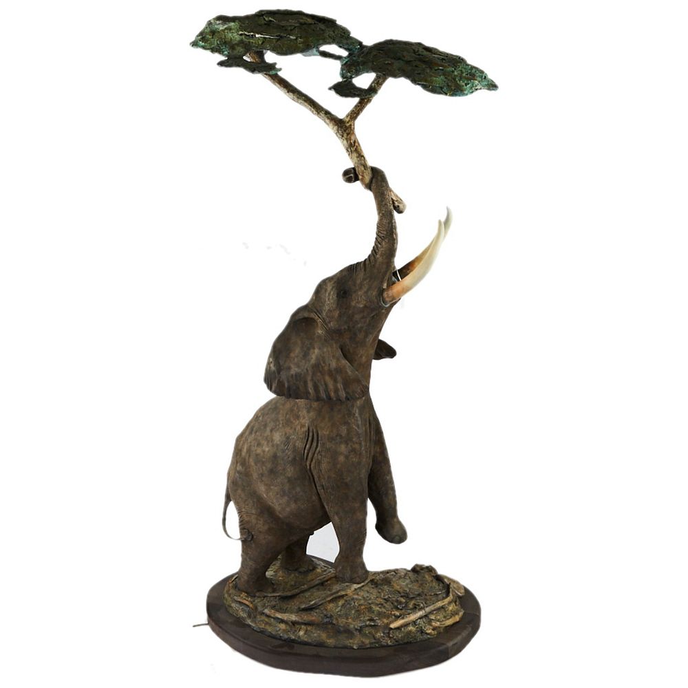 Appraisal: Christopher Smith Bronze Elephant Lamp Sculpture Christopher Smith b Bronze