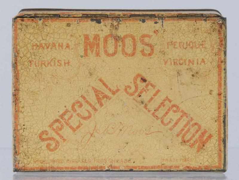 Appraisal: Moos Special Selection Square Corner Tobacco Tin Description Some paint