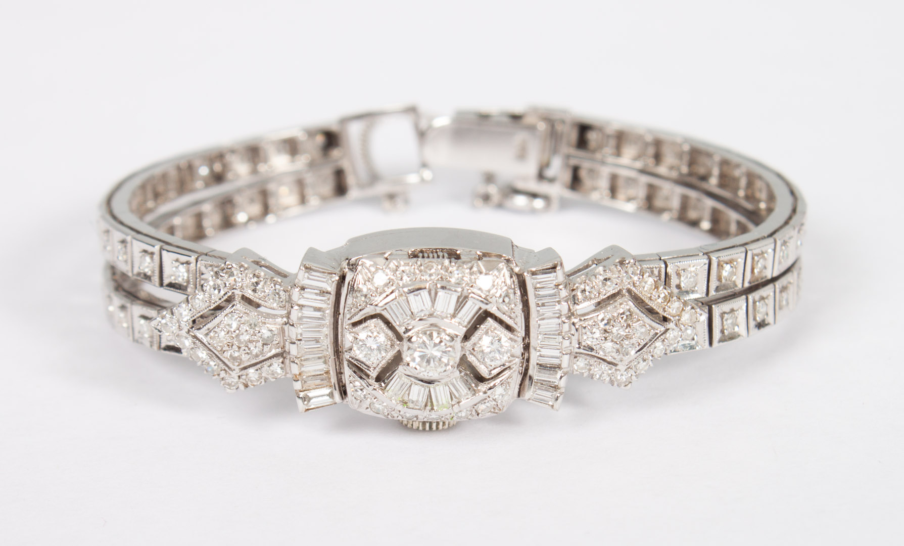 Appraisal: Lady's Geneva K white gold and diamond watch covered-face type