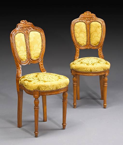 Appraisal: A pair of Louis XVI style side chairs height in