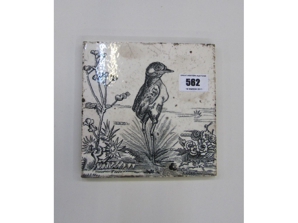 Appraisal: Victorian pottery tile transfer printed in black and white with