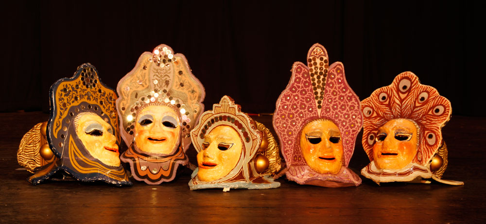 Appraisal: - Hand Painted Masks Set of five masks hand painted