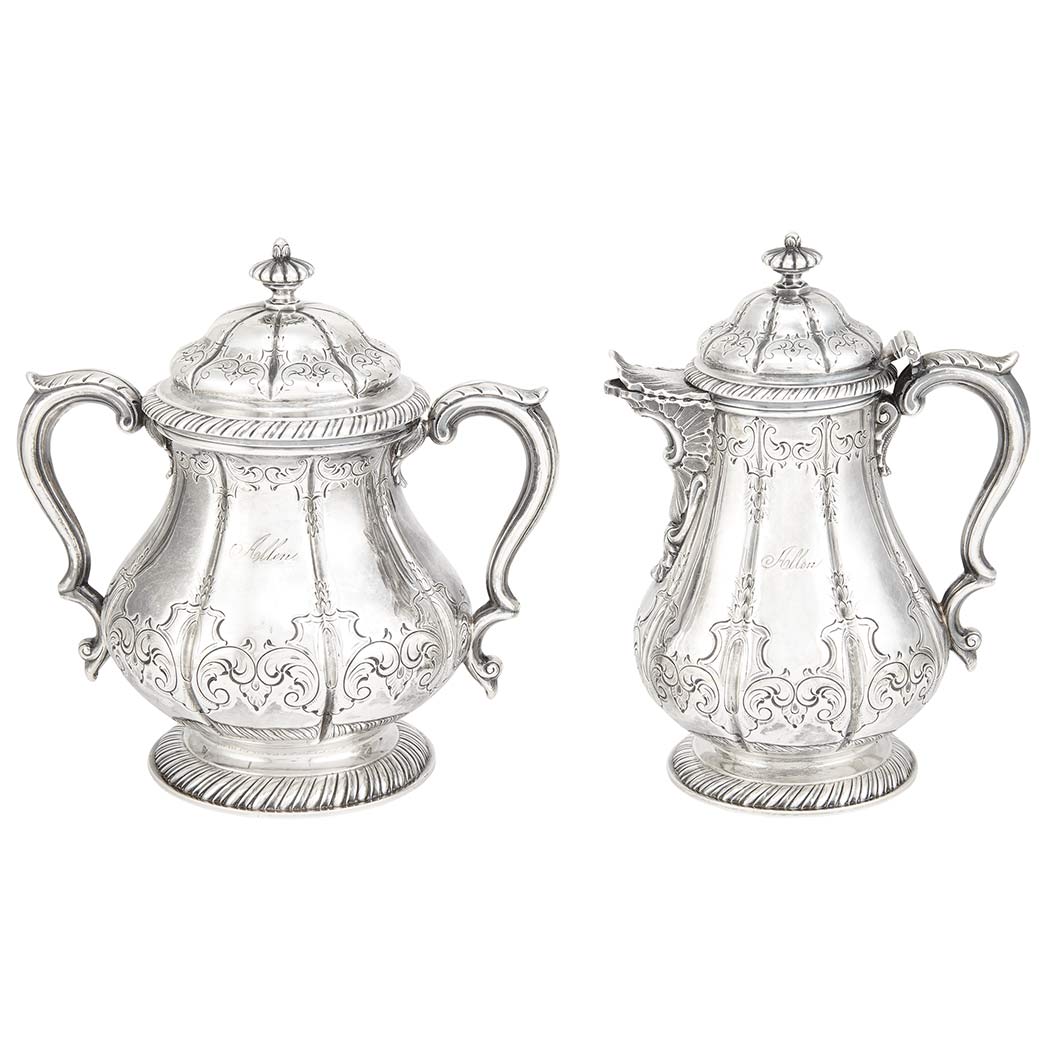 Appraisal: American Coin Silver Hot Milk Jug and Covered Sugar Bowl