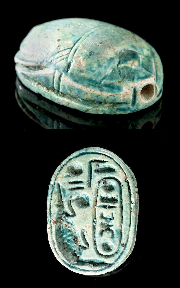 Appraisal: Egyptian Faience Scarab of Thutmosis - ex Mitry Egypt New