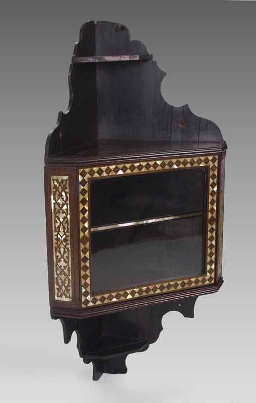 Appraisal: MOTHER OF PEARL INLAY CORNER CABINET Mother of pearl inlay