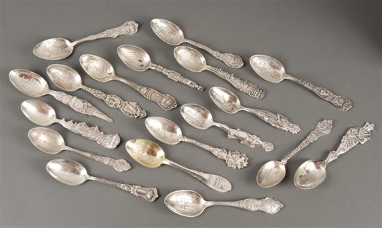 Appraisal: Lot of sterling collector's spoons Group includes spoons from Oregon