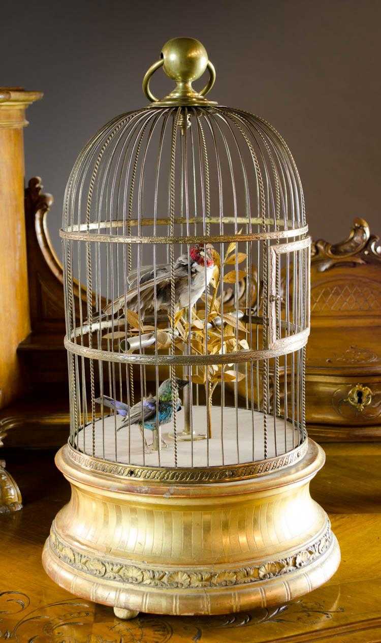 Appraisal: DOUBLE SINGING BIRD AND CAGE AUTOMATON French Swiss late th