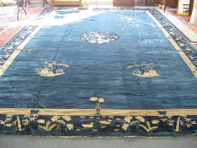 Appraisal: Chinese Nichols Handmade Room Size Rug Art Deco era blues