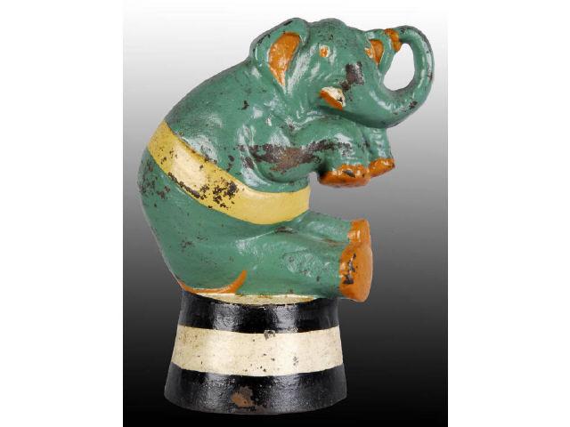 Appraisal: Elephant on Barrel Cast Iron Doorstop Description Signed No c