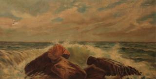 Appraisal: Grace E Crook American thc Rocky Seascape Oil on canvas