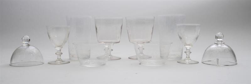 Appraisal: GROUP OF ENGLISH ENGRAVED GLASS TABLEWARE SIGNED ALFRED HINGLEY Variously