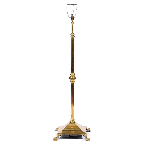 Appraisal: An Edwardian telescopic brass oil lamp standard on square base