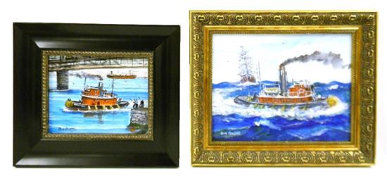 Appraisal: William Paxton Maine - two works depicting tug boats McCallister