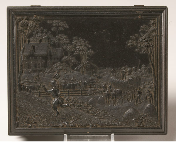 Appraisal: Large gutta percha Union Case with bucolic hay bailing scene