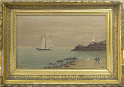 Appraisal: Oil on board coastal scene late th c x