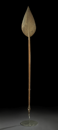 Appraisal: African Ceremonial Spear intricately carved from a single piece of