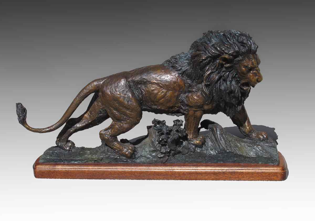 Appraisal: GHIGLIERI Lorenzo America - Roaring Lion Bronze '' h x